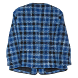 Womens Blazer Jacket Blue Wool 90s Check UK 16