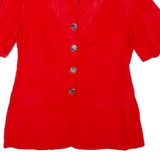 Womens Blazer Jacket Red Linen 90s S