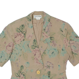 SYNONYME Womens Blazer Jacket Beige Silk 90s Floral S