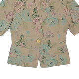 SYNONYME Womens Blazer Jacket Beige Silk 90s Floral S