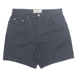 WORLD OF MAN'S FASHION Womens Casual Shorts Black Pinstripe UK 22 W34