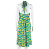 BODEN Womens Day Dress Green Viscose Crazy Pattern Sleeveless Knee Length UK 12