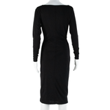 MINT VELVET Lined Womens Bodycon Dress Black Long Sleeve Midi M