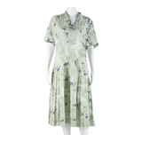 Womens Day Dress Green Spotted Short Sleeve Midi L