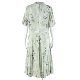 Womens Day Dress Green Spotted Short Sleeve Midi L