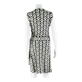 BANANA REPUBLIC Womens Wrap Dress Black Geometric Sleeveless Knee Length M
