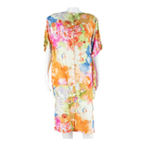 Womens Shift Dress Orange Viscose Floral Short Sleeve Knee Length XL