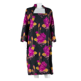 Womens Day Dress Black Floral Long Sleeve Midi L