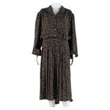 DEVERNOIS Womens Day Dress Brown Spotted Long Sleeve Midi L