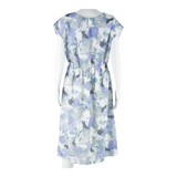 Womens Day Dress White Floral Short Sleeve Midi L