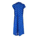 WINDSOR Womens Day Dress Blue Spotted Short Sleeve Midi L