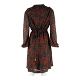 Womens Day Dress Red Floral Long Sleeve Knee Length L