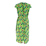 Womens Day Dress Green Spotted Sleeveless Knee Length M