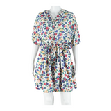 ROSE WOOD Hooded Womens Day Dress White Floral Short Sleeve Knee Length M