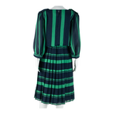 VEILLON Womens Day Dress Blue Striped Long Sleeve Midi L