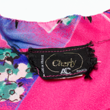 CHARLY Sheer Womens Day Dress Pink Floral Long Sleeve Midi M