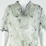 Womens Day Dress Green Spotted Short Sleeve Midi L