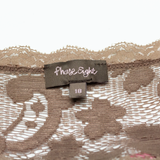 PHASE EIGHT Lace Ruched Womens Bodycon Dress Brown Floral Long Sleeve Midi XL