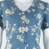 Womens Tea Dress Blue Short Sleeve Short M