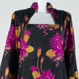 Womens Day Dress Black Floral Long Sleeve Midi L