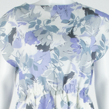 Womens Day Dress White Floral Short Sleeve Midi L