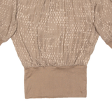 Womens Printed Top Brown 3/4 Sleeve Animal Print M