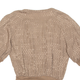 Womens Printed Top Brown 3/4 Sleeve Animal Print M