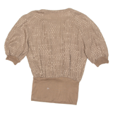 Womens Printed Top Brown 3/4 Sleeve Animal Print M