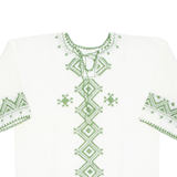 Sheer Womens Printed Top Green 3/4 Sleeve Crazy Pattern M