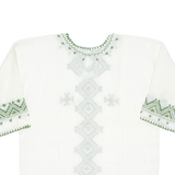 Sheer Womens Printed Top Green 3/4 Sleeve Crazy Pattern M