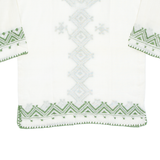 Sheer Womens Printed Top Green 3/4 Sleeve Crazy Pattern M