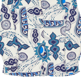 Womens Printed Blouse Blue Long Sleeve Crazy Pattern S