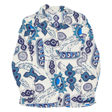 Womens Printed Blouse Blue Long Sleeve Crazy Pattern S