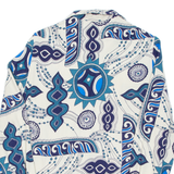 Womens Printed Blouse Blue Long Sleeve Crazy Pattern S