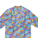 Womens Printed Blouse Blue V-Neck Long Sleeve Floral L