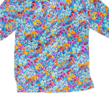 Womens Printed Blouse Blue V-Neck Long Sleeve Floral L