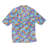 Womens Printed Blouse Blue V-Neck Long Sleeve Floral L