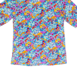 Womens Printed Blouse Blue V-Neck Long Sleeve Floral L