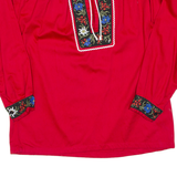 Womens Printed Top Red V-Neck Long Sleeve XL