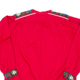 Womens Printed Top Red V-Neck Long Sleeve XL