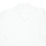 Womens Blouse White V-Neck 3/4 Sleeve L