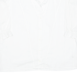 Womens Blouse White V-Neck 3/4 Sleeve L