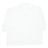 Womens Blouse White V-Neck 3/4 Sleeve L