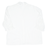 Womens Blouse White V-Neck 3/4 Sleeve L