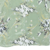 Womens Printed Blouse Green V-Neck Floral XL