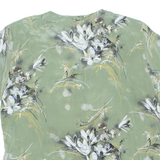 Womens Printed Blouse Green V-Neck Floral XL