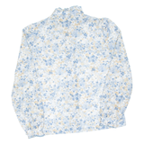 Womens Printed Blouse Blue Long Sleeve Floral UK 18