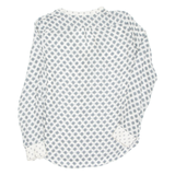 Sheer Womens Printed Blouse Grey V-Neck Long Sleeve Spotted XS