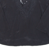 Womens Blouse Black V-Neck Long Sleeve M