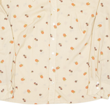 Womens Printed Blouse Beige Long Sleeve Crazy Pattern L